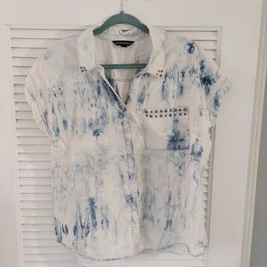 Denim washed shirt with silver embellishments